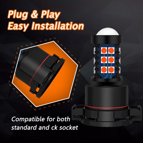 2X 5202 H16 9009 Pure Red LED Bulbs 3030 SMD Fog Driving Light Super Bright 12V - Picture 4 of 8