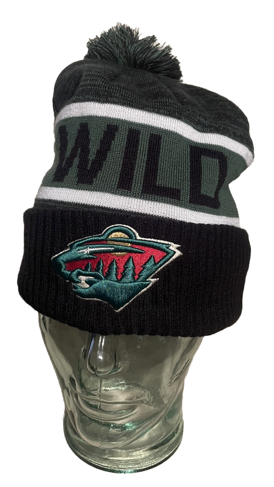 Minnesota Wild NHL Hockey Fanatics Winter Hat Pom Beanie Green Black