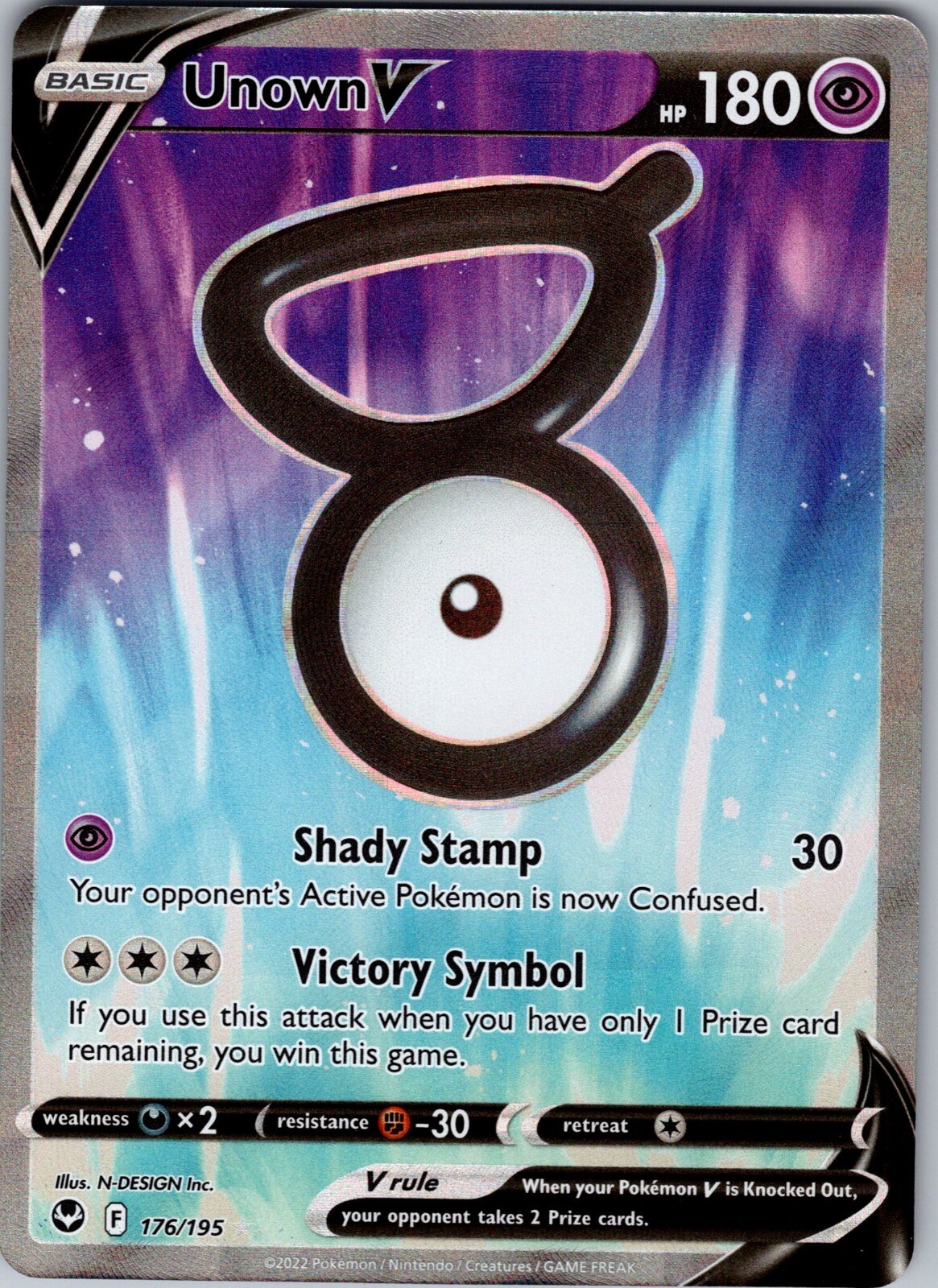 Unown V (Full Art) 176/195 Swsh12: Sword & Shield - Silver Tempest Holo NM
