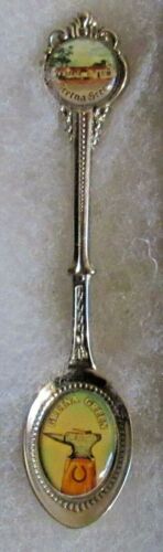 #274) SILVER PLATED TEA SPOON GRETNA GREEN OLD BLACKSMITHS SHOP ANVIL WEDDINGS