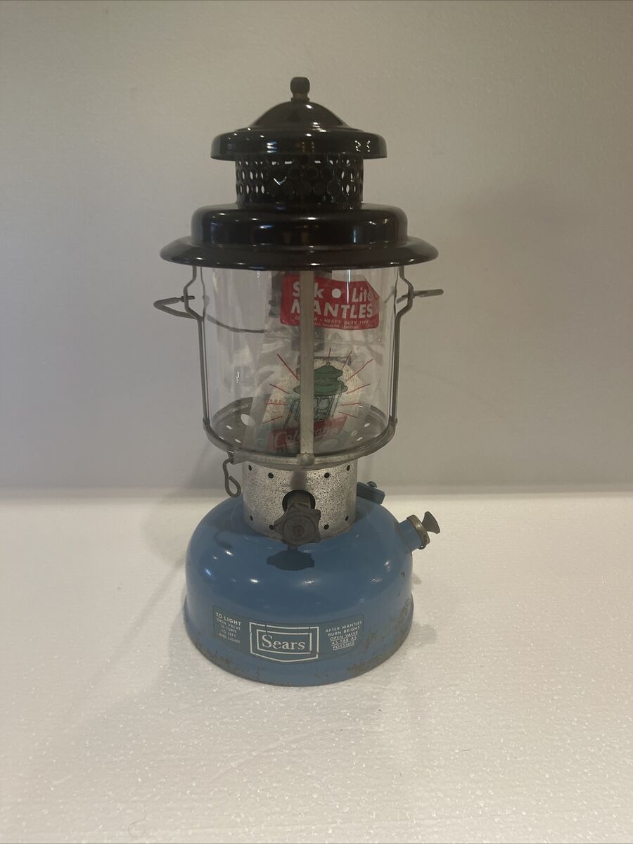 Vintage Sears Blue Black Gas Lantern ORIGINAL GLOBE Coleman Vintage Sears Blue Black Gas Lantern ORIGINAL GLOBE Coleman