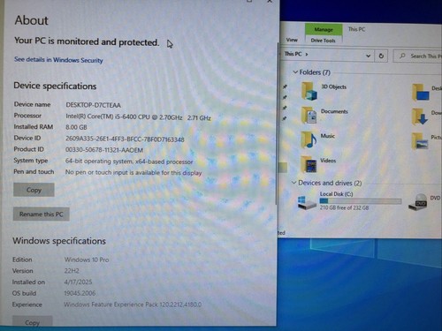 Dell Inspiron 3250 SFF, Intel Core i5-6400 @2.70 Ghz, 8GB RAM, 250GB SSD, W10Pro - Picture 6 of 6