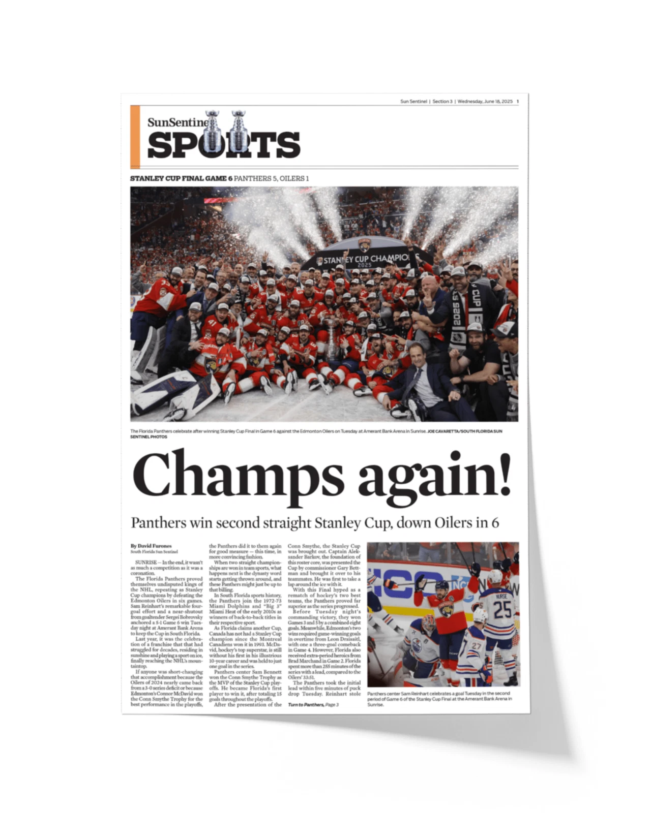 2025 Florida Panthers Stanley Cup Winners "Champs Again!" UnFramed Sports Edition