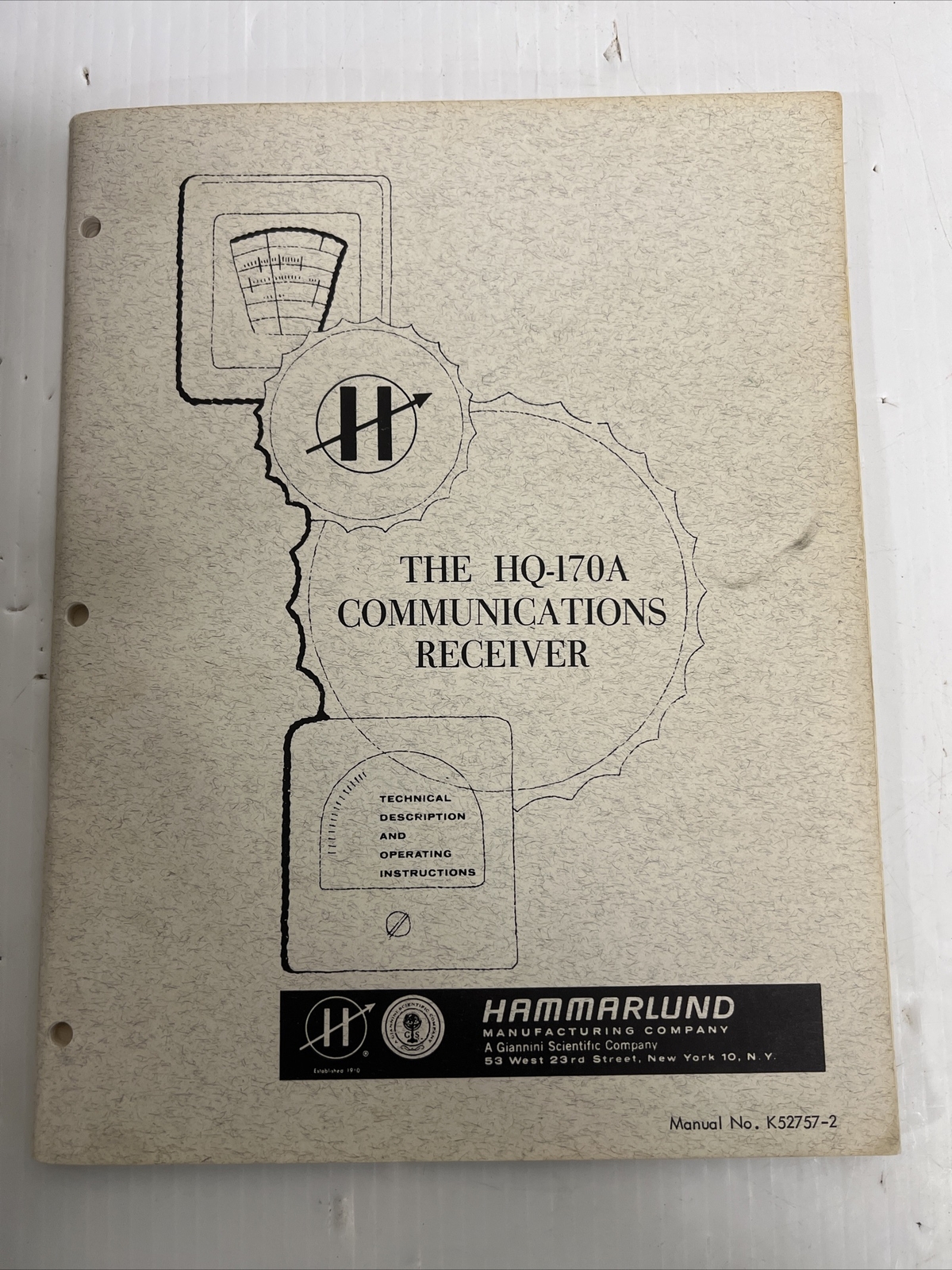 HAMMARLUND HQ-170A  ORIGINAL RECEIVER MANUAL + FOLD OUT SCHAMATIC VERY NICE!