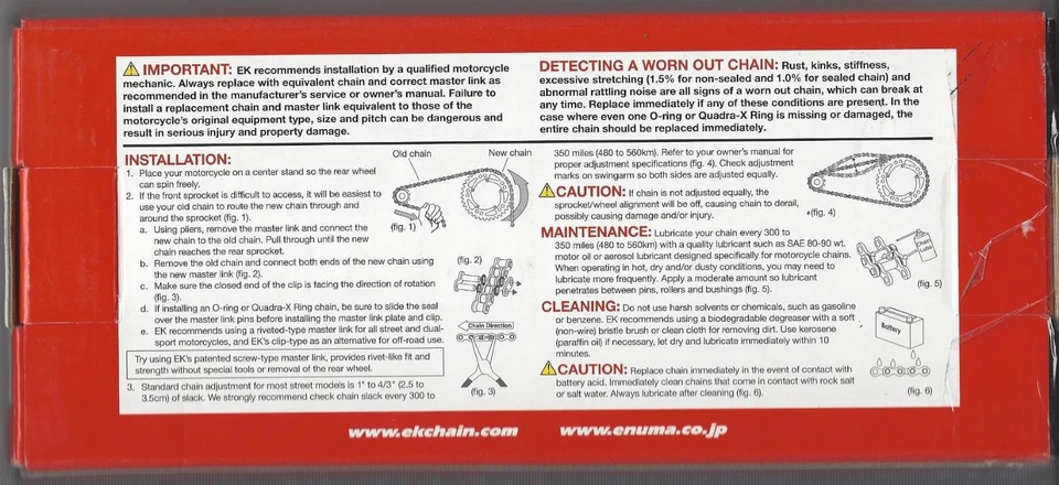 EK GOLD Chain 420SH-132 Made in JAPAN CR85 CRF150R KX60,65,80 KTM 60SX 65SX Z50 - Imagem 3 de 4