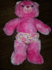 Build A Bear Kitty Cat Paint Splatter Pink 16" Soft Toy Stuffed Animal Blue Eyes