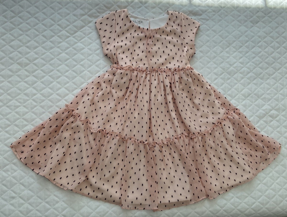 Pippa & Julie Girls Party/ Formal Dress Size 6X Soft Pink W/ Swiss Cloth  Dots