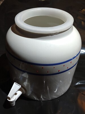 New Wave Enviro Ceramic Porcelain Blue Stripe 2.5 Gallon Water Dispenser Crock