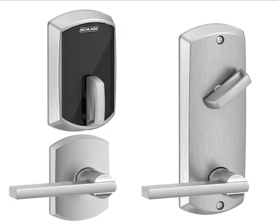 Schlage FE Control Smart Lock Greenwich Trim x Latitude Lever FE410F LAT 626 GRW