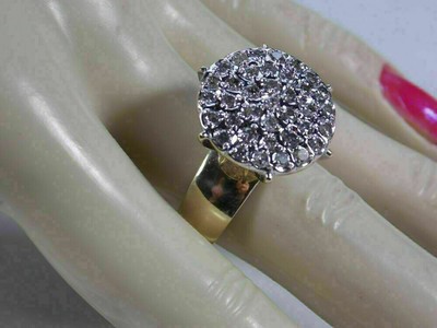 1.20Ct Round Moissanite Cluster Engagement Women's Ring 14K Two Tone Gold Plated