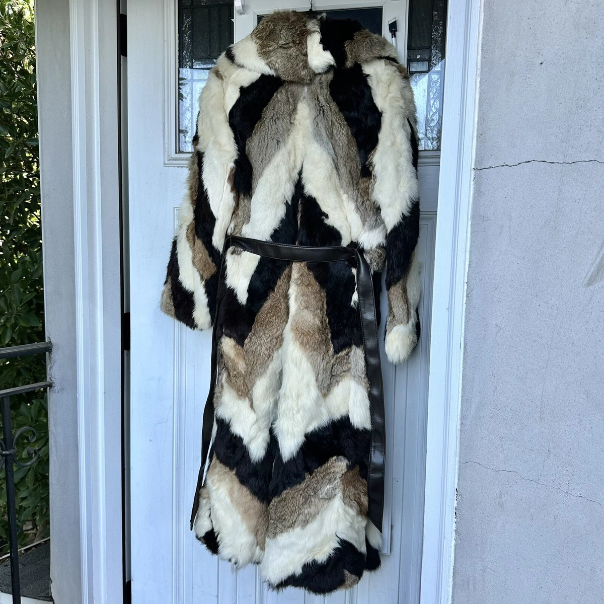 Patchwork chevron deals fur coat