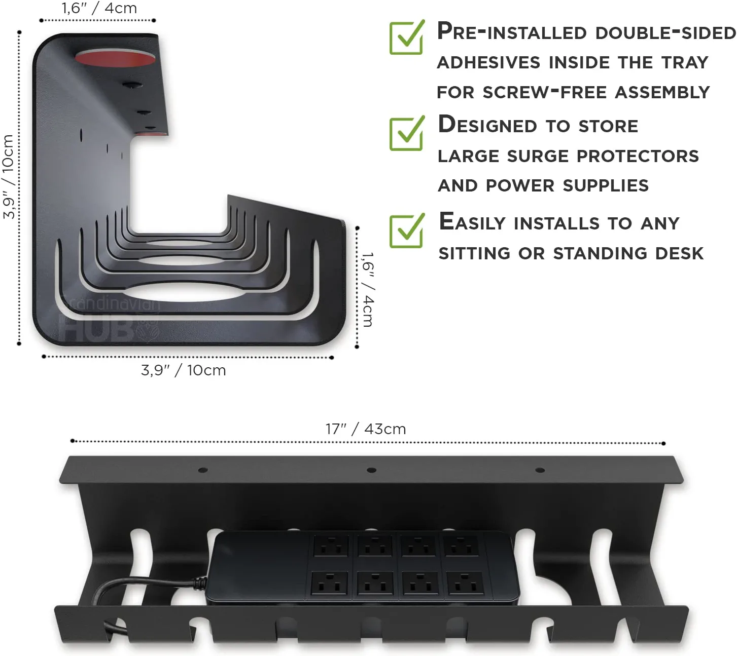 Buy Under Desk Cable Management Tray No Drill Cable Management for