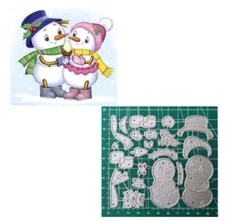 MR & MRS WINTER SNOWMAN Metal Cutting Die Holiday Card Making Scrapbook Pages