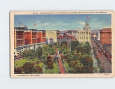 Postcard Looking North Across Pershing Square Los Angeles California USA