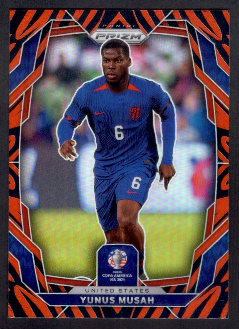 2024 Panini Prizm Copa America Yunus Musah Tiger Stripe SSP USMNT #153