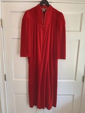 Vintage Evelyn Pearson Long Red Housecoat Robe Pajamas Dress Velour Sz S EUC