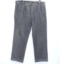French 50s Grey Striped Woven Cotton Work Chore Pants VETVOR W39 Made in France