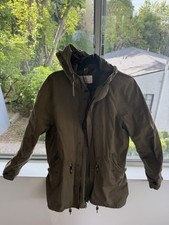 H.E. By Mango Rain Jacket Men's Size Large Olive Army Green Hooded Full Zip