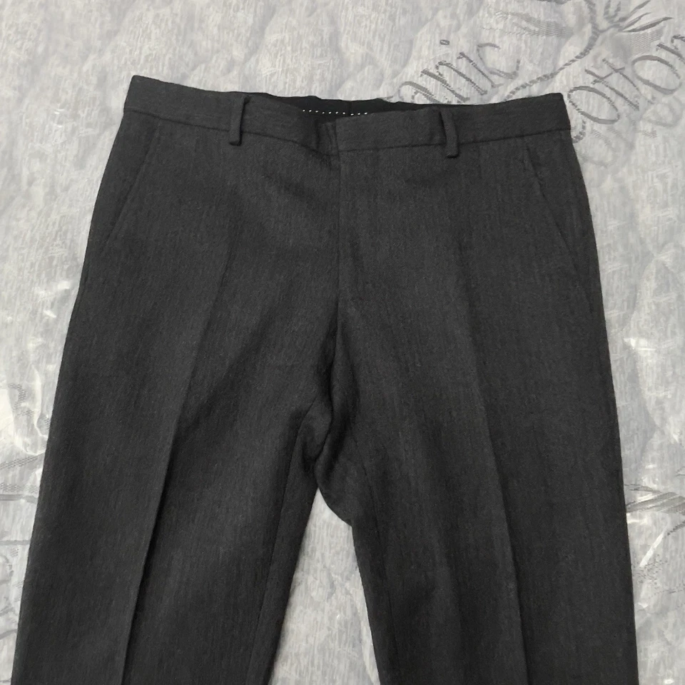 Pantalones de vestir Dries Van Noten pantalones de lana para hombre 31x31 ajustados espiga gris oscuro Foto 2 de 4