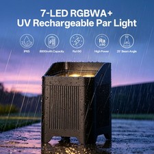 7x20W Waterproof RGBWA UV Par Battery LED DJ Par Stage Wireless Up Lighting