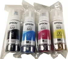 Set 4 Genuine Epson 522 Ink Bottles for ET-2720 ET-2800 ET-2803 ET-4700 ET-4800