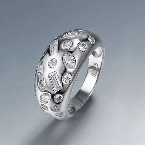 Irregular Lab Grown Diamond Ring, 18K Gold Vermeil, Versatile Minimalist - Picture 4 of 7