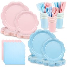 400 Pcs Baby Gender Reveal Plates and Napkins Set Party Supplies, Tableware s...