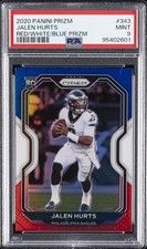 2020 PANINI PRIZM RED/WHITE/BLUE PRIZM #343 JALEN HURTS ROOKIE RC PSA 9