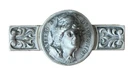 Vintage Sterling Silver Bar Brooch Repousse Barber Dime Early 20th Century