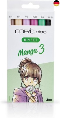 COPIC Ciao Marker 5+1 Set ''Manga 3'', 5 Allround-Layoutmarker mit einer
