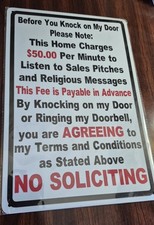 Funny No Soliciting Sign 8x12 Metal  Before You Knock on My Door  