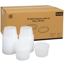 Heavy Duty, 16oz PP Deli Container , 240 Pcs Lid and Cup  24/20 