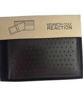 NWT Reaction Kenneth Cole Mens Handcrafted Leather Bifold Gift Boxed Wallet