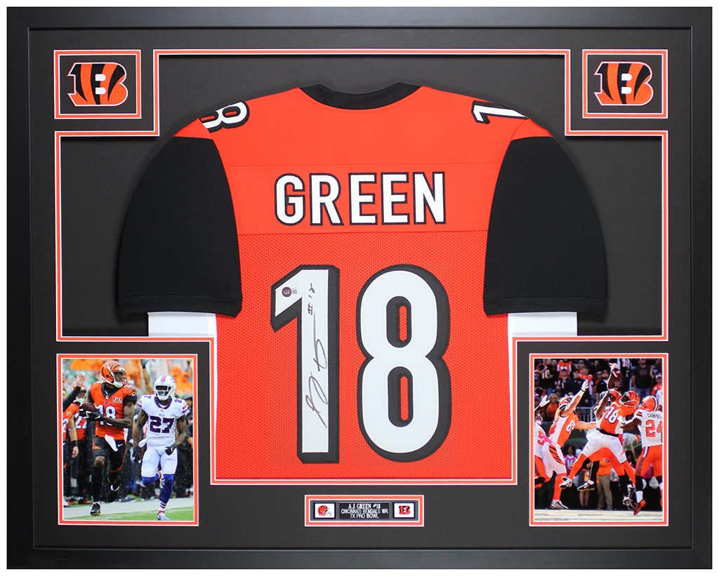 A. J. Green Autographed & Framed Orange Cincinnati Jersey Auto Beckett COA