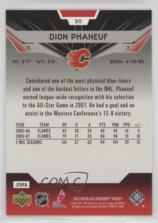 2007-08 Upper Deck Black Diamond Dion Phaneuf #90 - Image 2 of 2