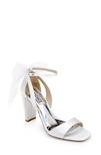 Badgley Mischka Women's Kim Heeled Sandal, Soft White Satin, 8