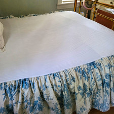 Ralph Lauren Home Full/Double Coral Harbour Blue Cream Floral Bed Skirt 16" drop