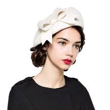 French Berets Caps Bowknot for Women Wool Beret Winter Cap Vintage Fascinator...
