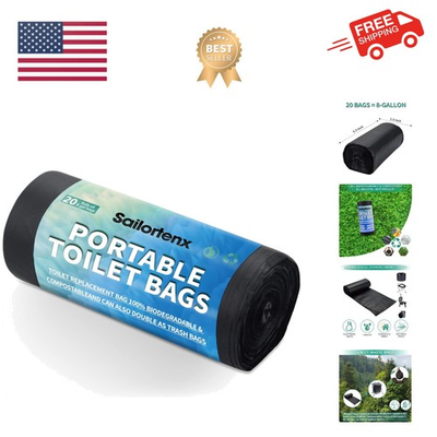 #ad #ad 20 Pack Portable Camping Toilet Bags 100% Compostable 8 Gallon Use with 5 Gallon $16.14