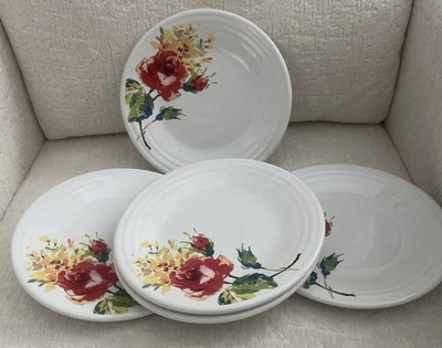 Fiesta Fiestaware Floral Bouquet 9'' Luncheon / Salad Plates - SET OF 5 Pristine