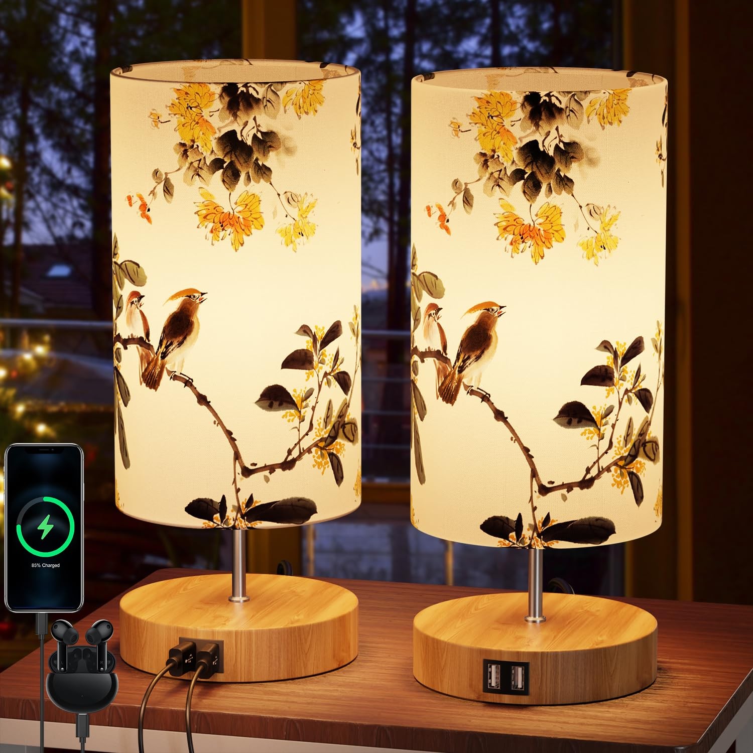 Lampade da Comodino Touch GPATIO 2 Pezzi - Ricarica USB Doppia