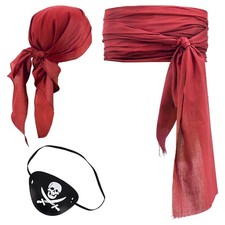 3 PCS Halloween Pirate Costume Women Men Head Scarf Hat Accessories Pirate Sa...