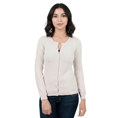 Real Cashmere Beige Cashmere Blend Womenscrewneck Cardigan