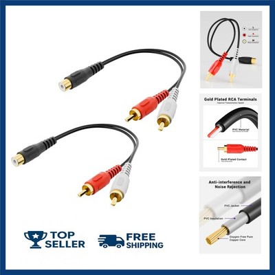 VCELINK RCA Splitter 1 Female to 2 Male (8 Inch), Stereo Audio Y Cable, Gold...