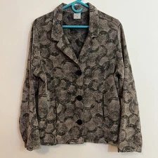 CMC Women’s M Jacket Blazer Tan Brown Circle Print Textured Made In USA