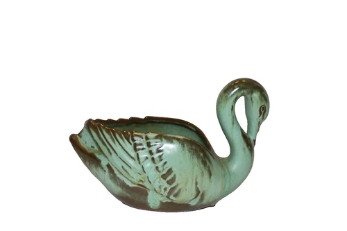 Frankoma Prairie Green Swan Planter/vase  #228