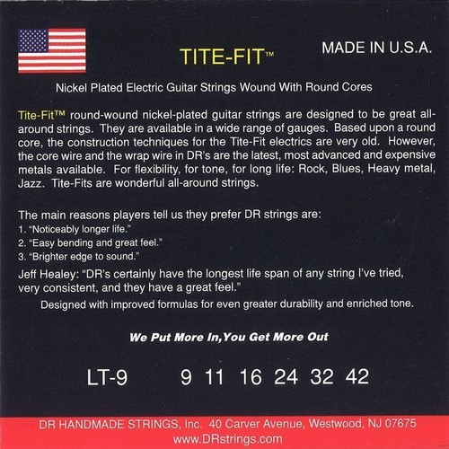 3 SÄTZE DR Tite-Fit E-Gitarrensaiten LT-9 Lite-n-Tite 9-42 Nickel - Bild 4 von 9