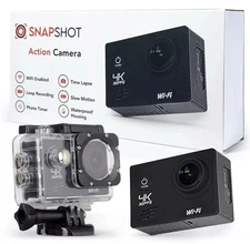 Snapshot Action Camera Wi-Fi Recording, Waterproof Housing, Time Lapse