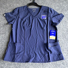 Scrubstar Premium Women L/G Indigo Blue V-Neck Medical Scrub Top 360 Stretch NWT