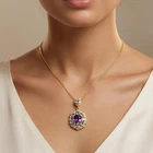 24K Gold 925 Sterling Silver Pendants Blue Purple Sapphire Alexandrite 9.55Ct